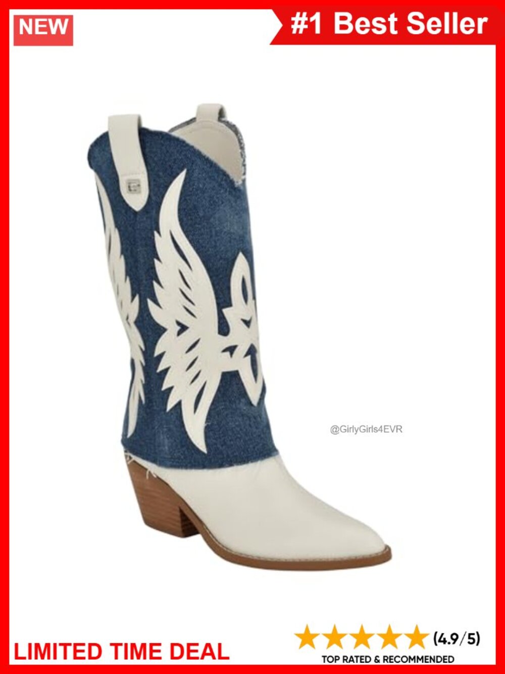 Faux Leather Block Heel Mid-Calf Western Bootie